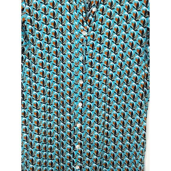 Diane Von Furstenberg x Onia Button Down Printed Blue Maxi Dress Side Slits XS - Picture 4 of 9